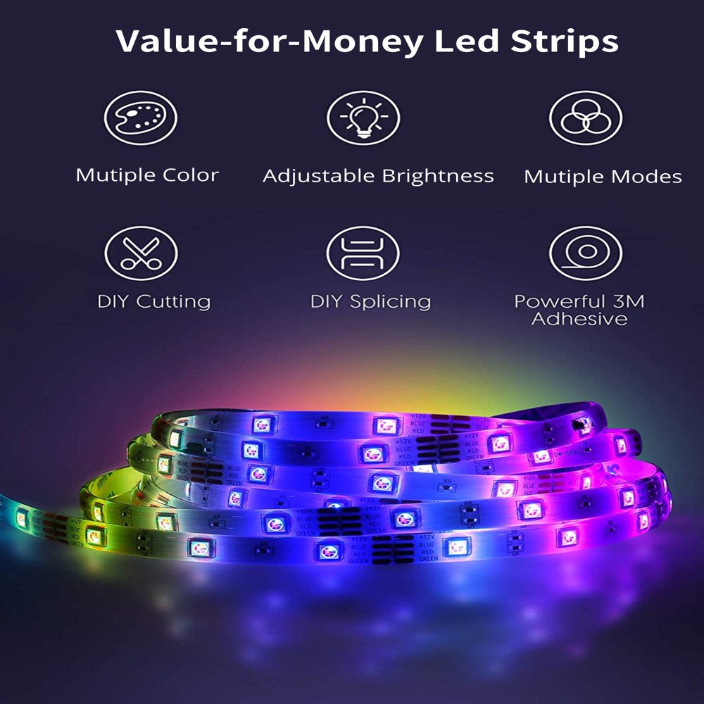 Multi-Color and White Waterproof 32Ft RGB Color Changing LED Light Strip with Remote Control for any Camper and RV Decoration