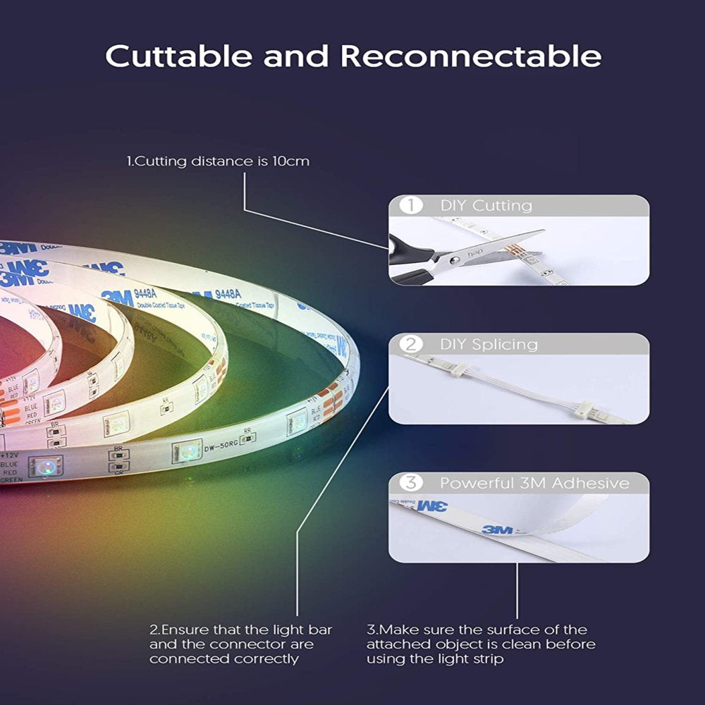 Multi-Color and White Waterproof 32Ft RGB Color Changing LED Light Strip with Remote Control for any Camper and RV Decoration